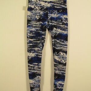 Velocity Blue & Black Waves Cotton Leggings